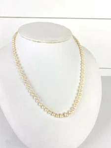 "Precioso collar de perlas de una sola hebra broche de oro blanco 14k perlas graduadas 18,5" - Imagen 1 de 7