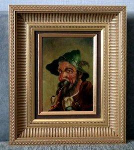 F.Hetzer Obraz olejny Portret Malarstwo "Górnik z bardem" Drewniana rama 30 x 25 cm. - Zdjęcie 1 z 4