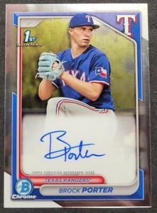 BROCK PORTER 2024 BOWMAN CHROME 1ST BOWMAN BASE AUTO RC RANGERS #CPA-BP SPRC - Picture 1 of 2
