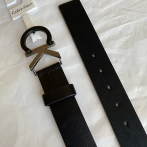 NWT Calvin Klein Men's Size 38 CK Logo Belt Black Synthetic Leather - Picture 1 of 6