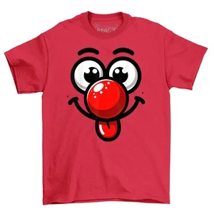 Tongue Face Red Nose Novelty Funny T-Shirt Adults & Kids Comedy Tee Shirt - Picture 1 of 16