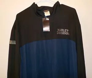 Harley-Davidson Men's Black/Blue Shirt 1/4 Zip long Sleeve 3XL retails 60 dollar - Picture 1 of 3