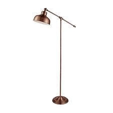 Copper Finish Adjustable Free Standing Standard Tall Floor Lamp With Dome Shade