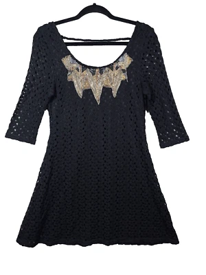 Mini Vestido Para Mujer Crochet Talla S Forrado Capricho Punk Grunge Y2K Gótico Bruja Foto 1 de 4