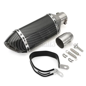 38-51mm Motorcycle Carbon Exhaust Muffler Pipe Removable Pit Dirt Street Bike - Picture 1 of 7