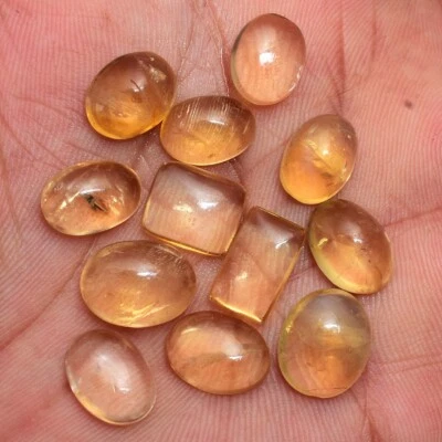 12 Pcs Natural Citrine Cabochon 11mm-13mm Untreated Loose Gemstones Wholesale - Image 1 of 4