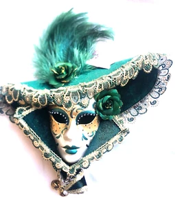MASCHERA MASCHERA DA MASCHERA VENEZIANA DECORATIVA MINIATURA JOLLY CAPPELLO CARNEVALE MINIATURA - Foto 1 di 2