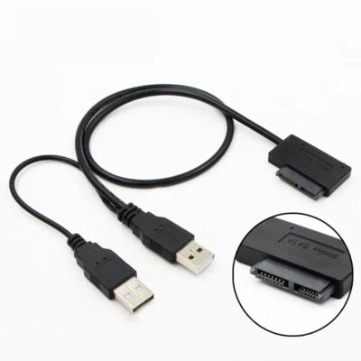 USB 2.0 to 6+7 13Pin Slimline Slim SATA Cable External For Laptop CD-ROM DVD-ROM - Image 1 of 4
