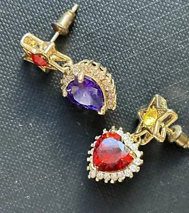 Romance Was Born Star Heart earrings gold plated Gold Red Purple Yellow - Picture 1 of 4