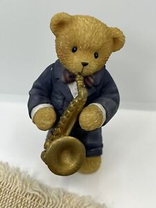 Enesco Collectible Figure-Cherished Teddies-JOSH-Saxophone-Cute Bear Ornament