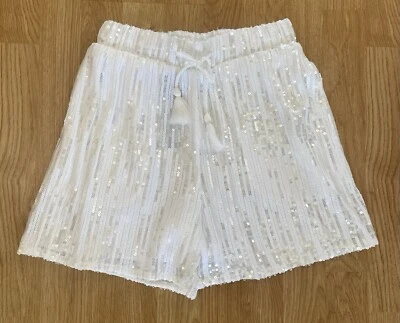 Mint Velvet Sequin Shorts White Size XS New With Tags - Image 1 of 4