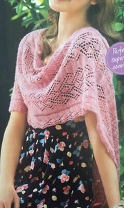 Ladies Lace Stole Shawl Cover Up With Crochet Trim KNITTING PATTERN - 52x236cm - Picture 1 of 3