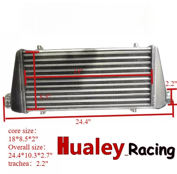 24.4"x10.3"x2.7" ALUMINIO FMIC UNIVERSAL TURBO INTERCOOLER 2.2" ENTRADA/SALIDA tubo  Foto 1 de 4