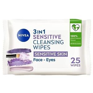 NIVEA Biodegradable Cleansing Wipes Sensitive Skin Wipes from 100 percent Pla...