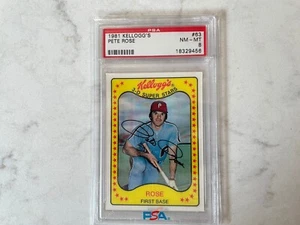 1981 KELLOGG’S #63 MLB PETE ROSE PSA 8 NM-MT LOW POP PHILADELPHIA PHILLIES - Picture 1 of 2