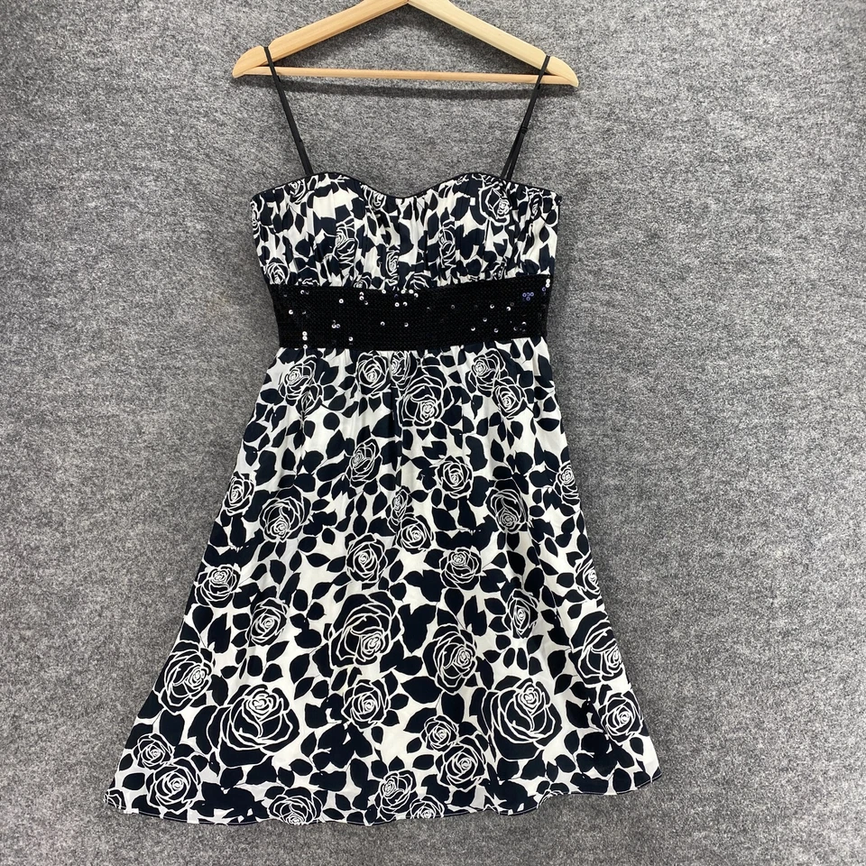 Vestido Casa Blanca Mercado Negro Mujer 4 Negro Floral Funda Midi Lentejuelas Seda Foto 1 de 4