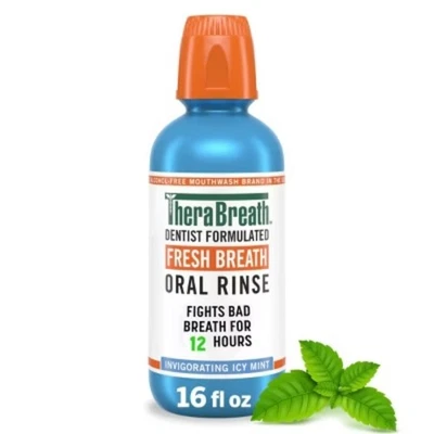 TheraBreath Fresh Breath Mouthwash Alcohol-Free - Icy Mint - 16 fl oz - Image 1 of 4