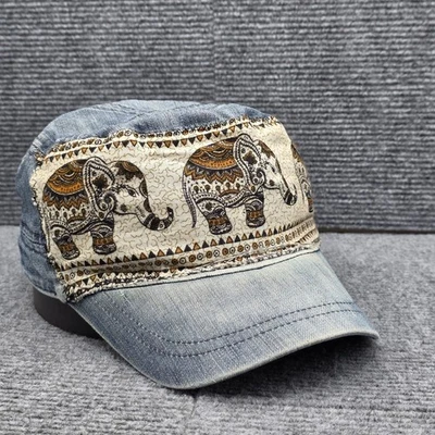 Sombrero de Pistilo Gorra Correa Trasera Azul Denim Elefante Parche Boho Festival Hippie Para Mujer Foto 1 de 4