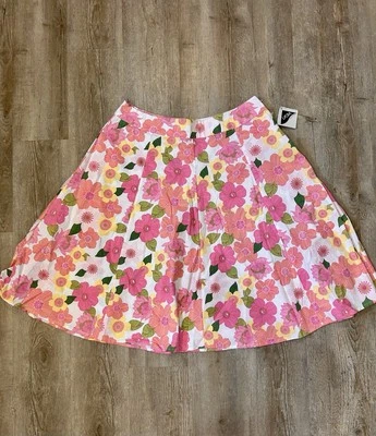 Falda St Johns Bay para mujer talla 8 hasta la rodilla elástica cremallera acampanada rosa estampado floral  Foto 1 de 4