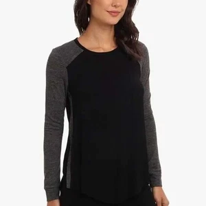 Rebecca Taylor Womens 0 Black Grey Raglan Blouse Zip Back Career Casual Top - Picture 1 of 6