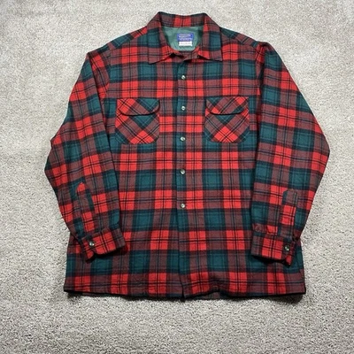 Vintage Pendleton Shirt Mens XL Red Green Plaid Wool Jacket USA Saltz 50s/60s - Image 1 of 4