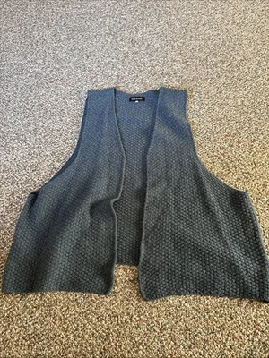 Women’s Eskandar Blue Textured Oversize Wool Open Vest OS Soooo Soft!! - Image 1 of 3