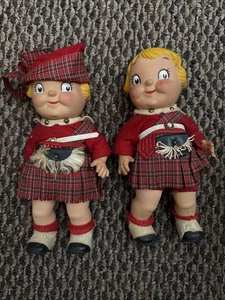 Vintage Lot 2 Campbell's Soup Kid Dolls in Scottish Kilt 10" tall - 1960s - Picture 1 of 6