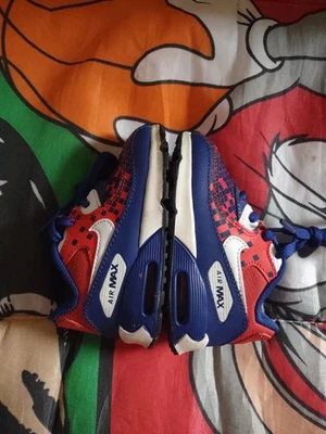 Nike Air Max 90 Mesh TD Niño Pequeño Royal Carmesí Blanco EE. UU. 724884-401 Talla 5C Usado en Excelente Condición Foto 1 de 4