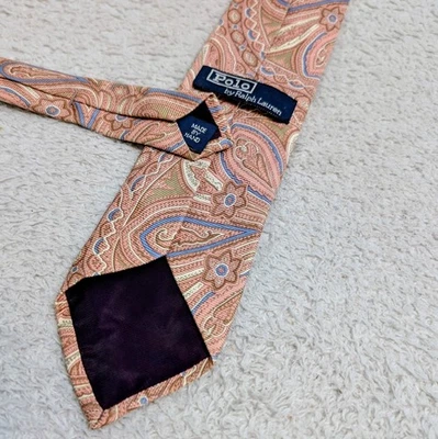 Vintage Polo Ralph Lauren Silk Tie Mens Floral Paisley Hand Made Necktie Pink - Image 1 of 4