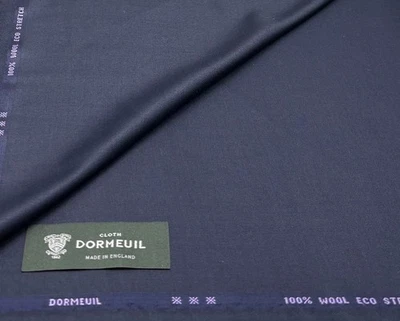 Navy Solid Eco Stretch All Wool Fabric Suiting Fabric By Dormeuil 3.50 m x 1.50m - Image 1 of 4