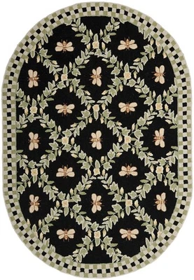 Alfombra Chelsea Collection - 3' x 5' ovalada, negra, enganchada a mano French Country... Foto 1 de 2