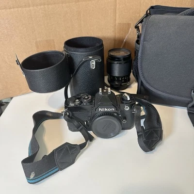 Nikon FM Black Film Camera Vivitar 35-70MM Zoom Lens From Japan NEEDS SERVICING - Image 1 of 4