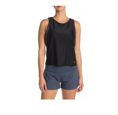 Nike Sport Mesh Breathable Layered Athletic Tankini Top Black Low Back Size L - Image 1 of 4