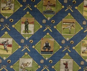 BLOOMCRAFT AMERICAN PAST TIME NAVY BASEBALL TENDA CUSCINO TESSUTO 3,5 IARDE - Foto 1 di 5