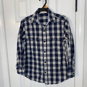 Gap Kids Youth Boys Plaid shirt size M (8) 100% Cotton Blue / Off White - Picture 1 of 4