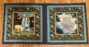 Vintage Fabric Pillow Panel Religious The Lord Is My Shepherd Psalm 23 - Picture 1 of 4