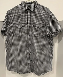 Sean John Original Fit Button Down Men's L Black/White Stripe/checkered - Picture 1 of 6