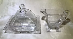 Antique EAPG Riverside Glass Works Jersey Lily Covered Compote & Creamer ca.1883 - Picture 1 of 12