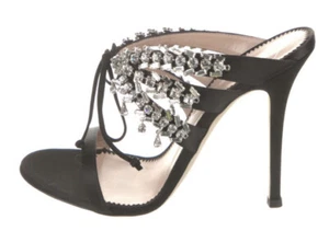 1495 $ neu im Karton Giuseppe Zanotti schwarze Kristall-Sandalen 7,5 37,5 - Bild 1 von 5