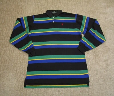 Vintage Ralph Lauren Polo Shirt Boys Extra Large Black Striped Kids Long Sleeve - Image 1 of 4