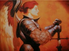 Mtg playmat old school stronghold, playmat full art warrior angel old school full