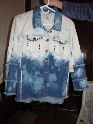 Multiples Denim Jacket Leisurely Cotton Bleached Size Small NWT NEW Blue/White - Image 1 of 4