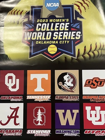 2023 WCWS Softball Poster Oklahoma Sooners FSU Tenn Bama OSU UW Stanford Utah Cover