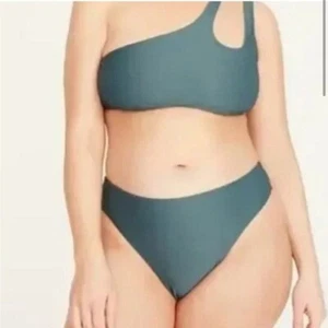Parte inferior de bikini descarada de tiro alto acanalada verde talla grande 2X J.Crew nueva con etiquetas - Imagen 1 de 6