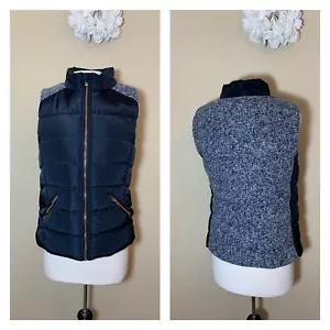 Ci Sono Womens Size Large Vest Black Gray Sherpa Fur Lined Quilted Zip - Picture 1 of 7