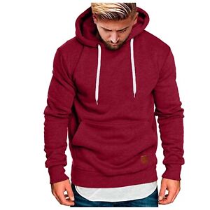 Mens Casual Hoodie Splicing Large Size Sweater Winter Warm Long Sleeves