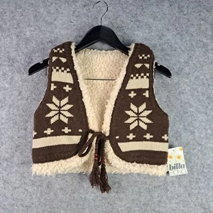 Billabong Vest Kids Unisex 8 Brown Cream Knit Tie Front NEW NWT 7907 - Picture 1 of 11