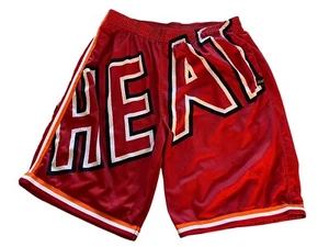 Miami Heat Mitchell & Ness Size 2XLT Spellout Athletic Shorts Red & Black - Picture 1 of 7