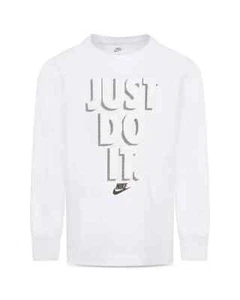 Nike Boys' Just Do It Cotton Blend Graphic Tee - Little Kid - White - Size 6 - Picture 1 of 3