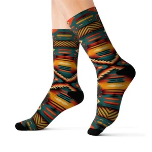 All Over Print Adult Socks Southwestern Navajo Pattern Aztec Native American - Picture 1 of 9